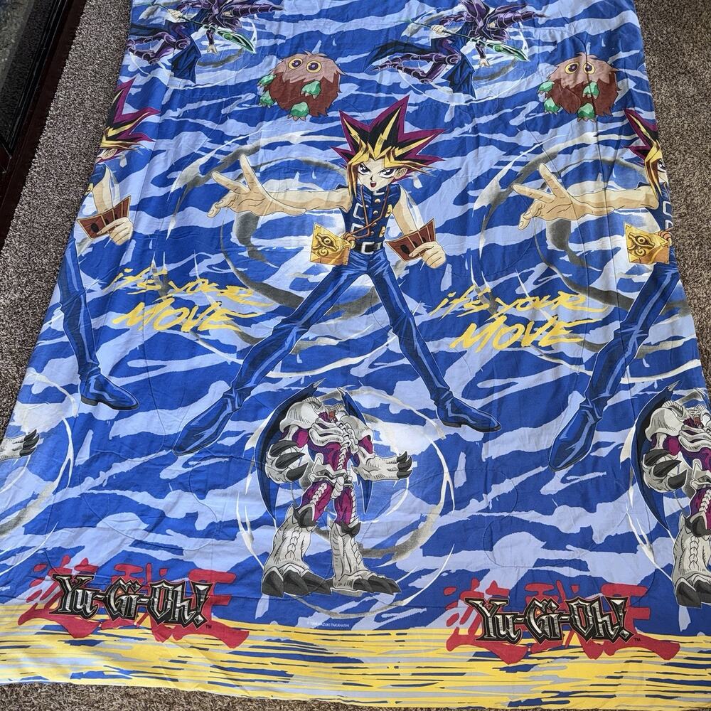 Yu-Gi-Oh 1996 Vintage Twin Size Comforter Blanket Bedding Bedspread Dual EUC